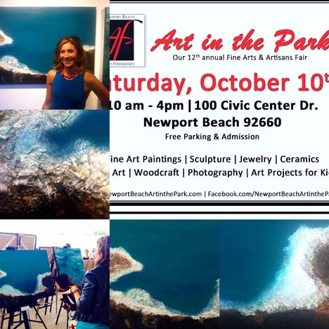 Flyer with images off the artist and her paintings for Annual Art in the Park Show